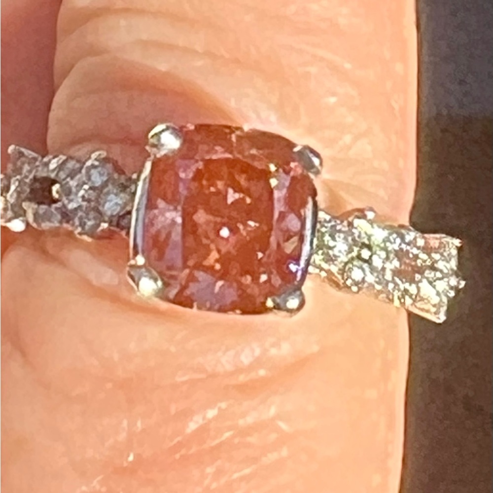 SOLD ON ANOTHER SITE. Gorgeous Dark Pink Lab Diamond Ring White Gold on hold
